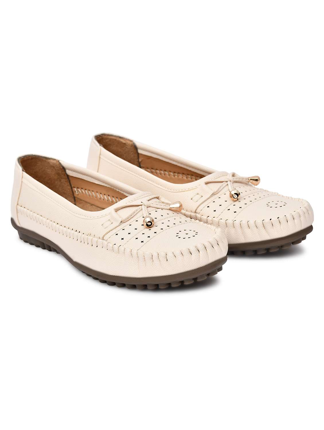 women cream slip on ballerina - 22141994 - Standard Image - 2