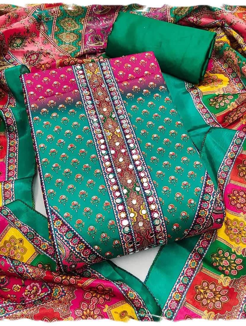 women printed embroidered unstitched suit set - 22142005 -  Standard Image - 2