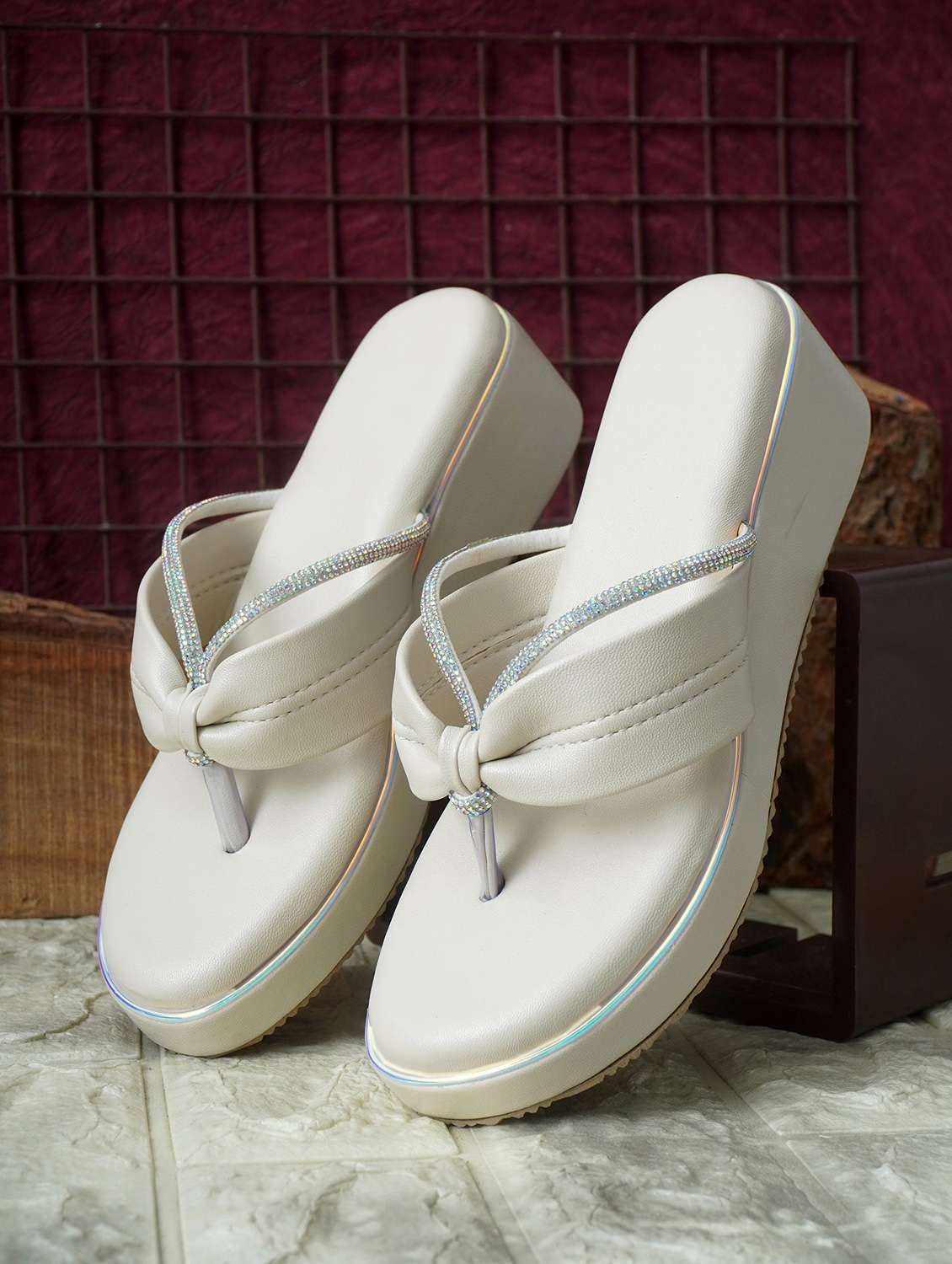 women solid slip on wedge