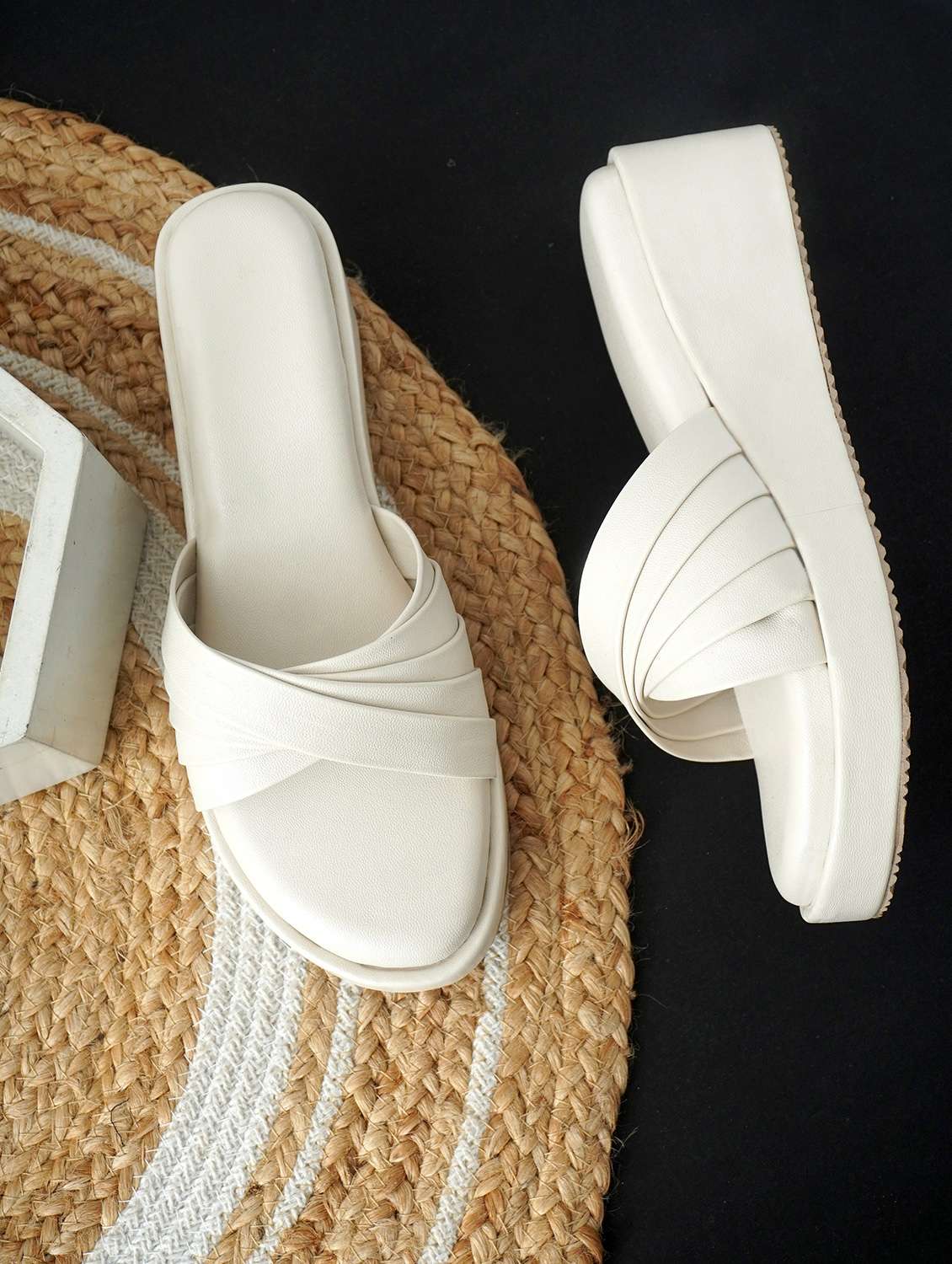women solid slip on wedge