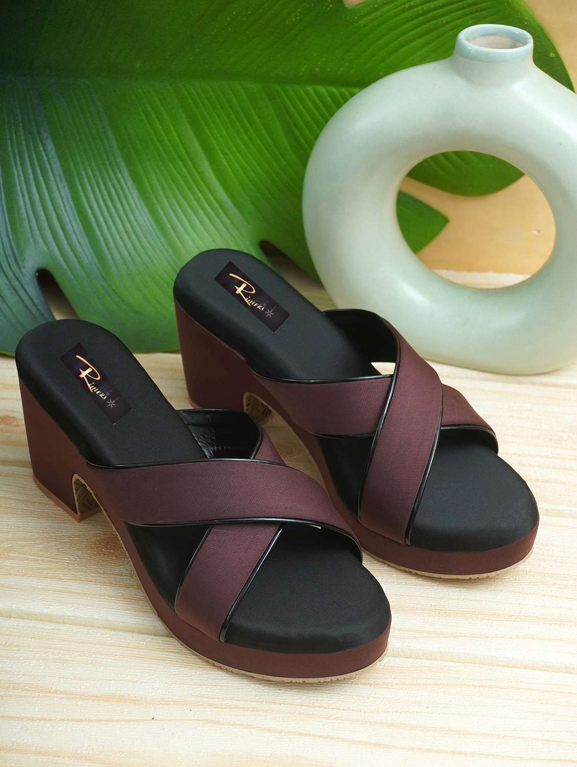 women maroon slip on sandal
