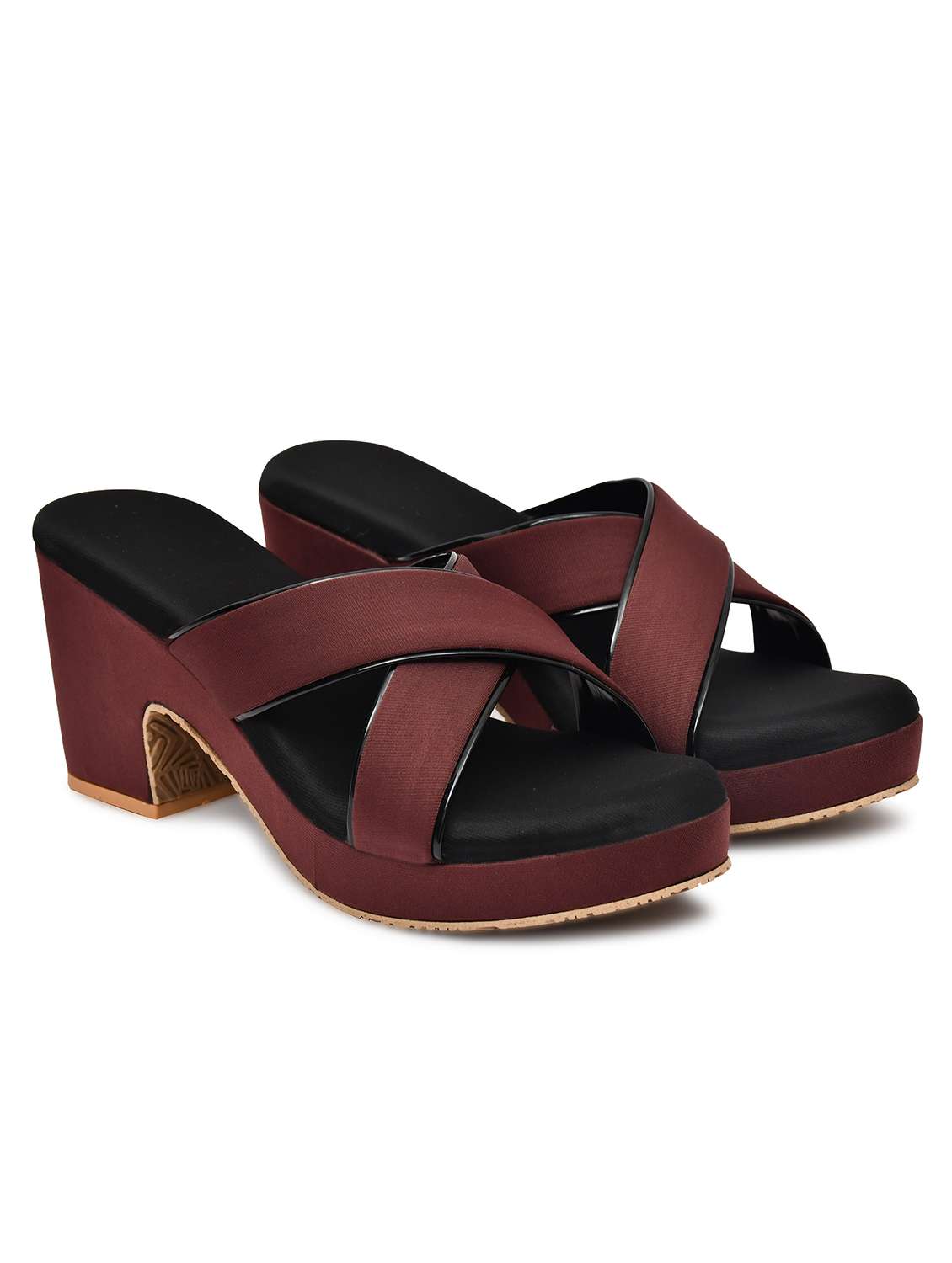 women maroon slip on sandal - 22142044 - Standard Image - 2