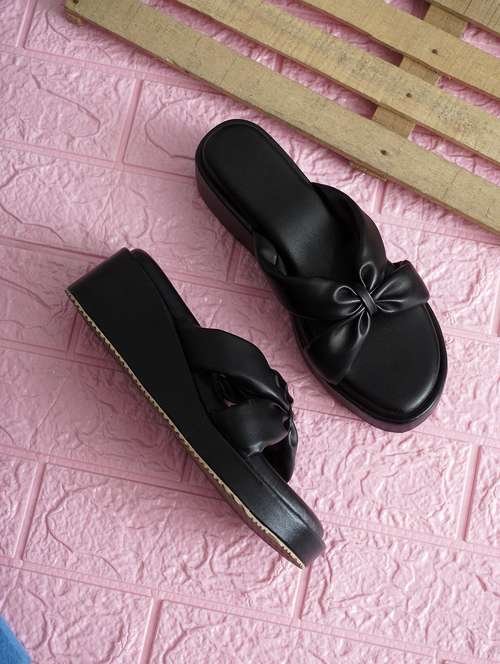 women black slip on wedge - 22142049 - Standard Image - 0