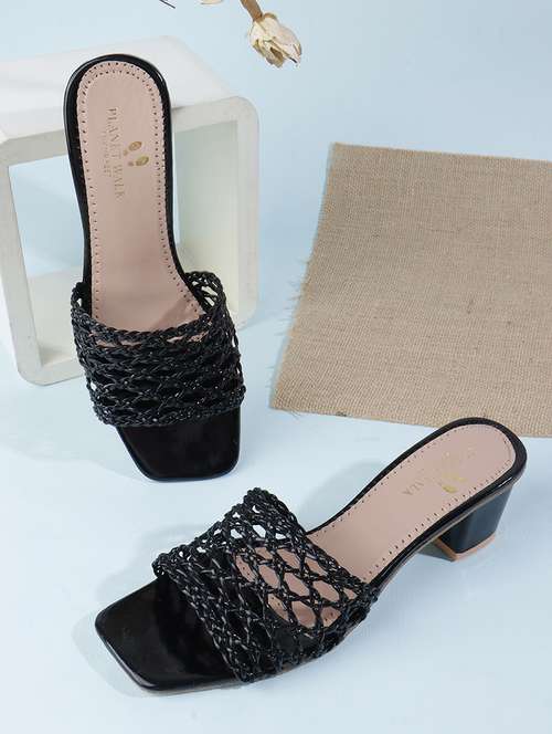 black synthetic slip on sandals - 22142053 -  Standard Image - 0