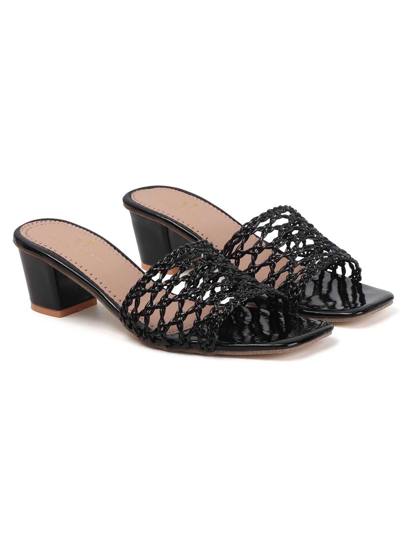 black synthetic slip on sandals - 22142053 - Standard Image - 2