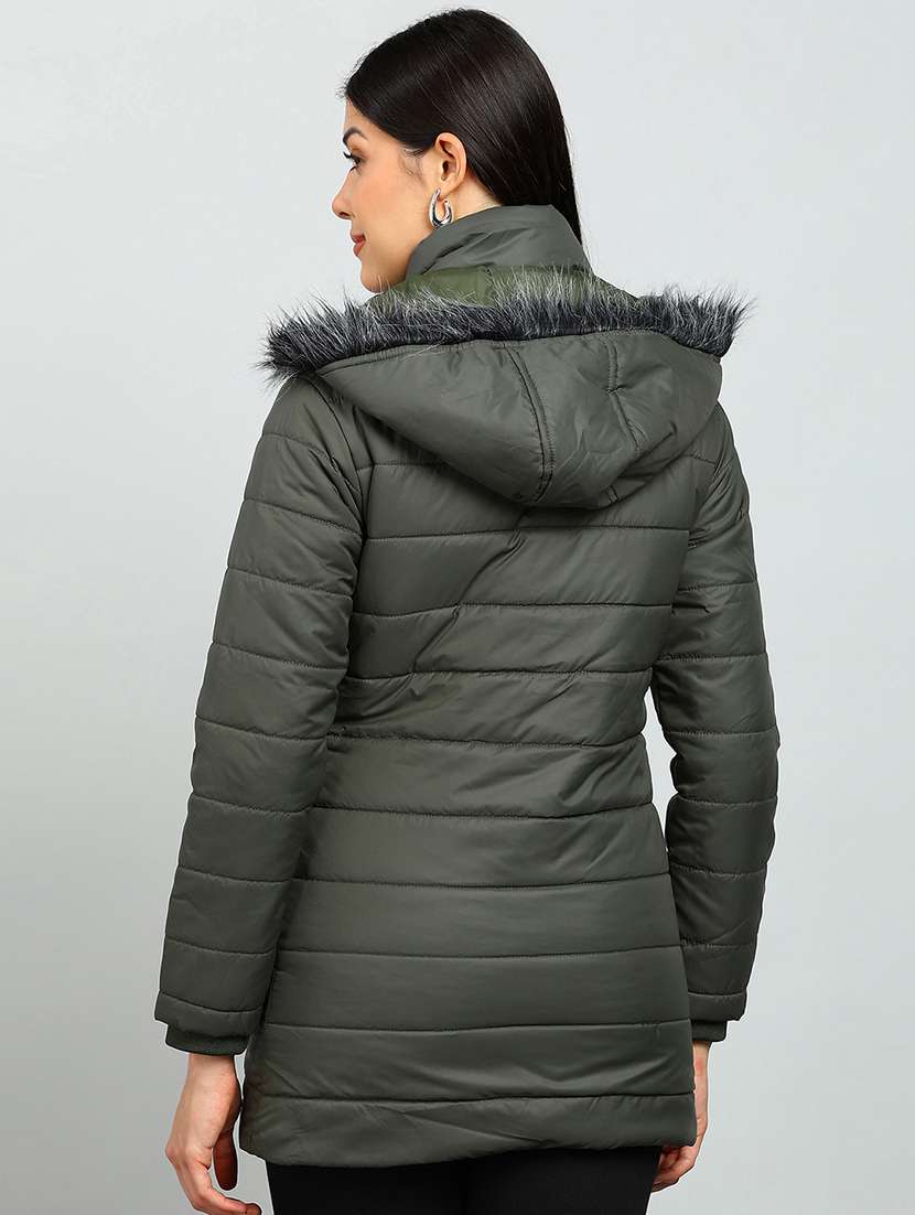 women solid long sleeve hooded quilted jacket - 22142160 -  Standard Image - 2