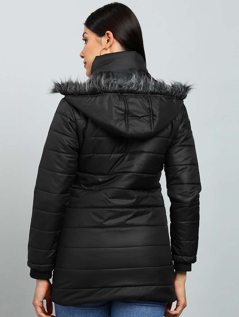 women solid long sleeve hooded quilted jacket - 22142175 -  Standard Image - 2