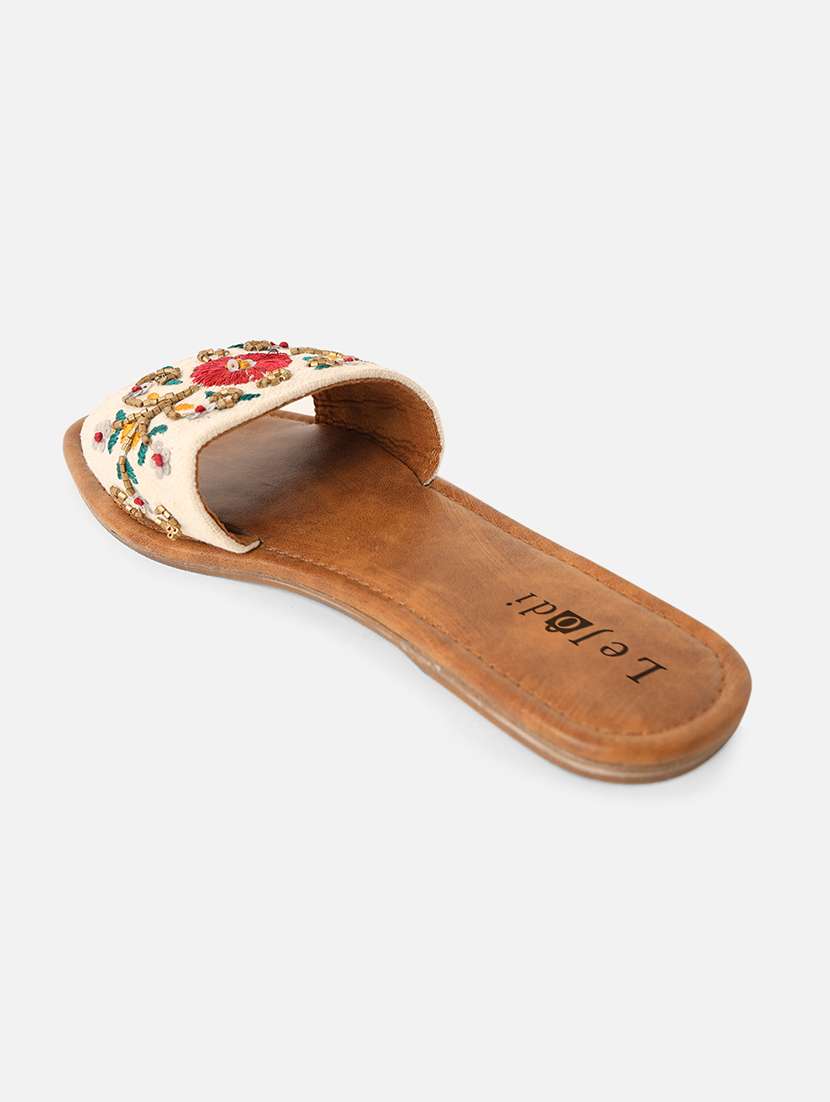 women embroidered slip on sandal - 22142185 - Standard Image - 2