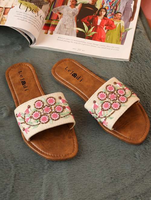 women embroidered slip on sandal - 22142186 -  Standard Image - 0