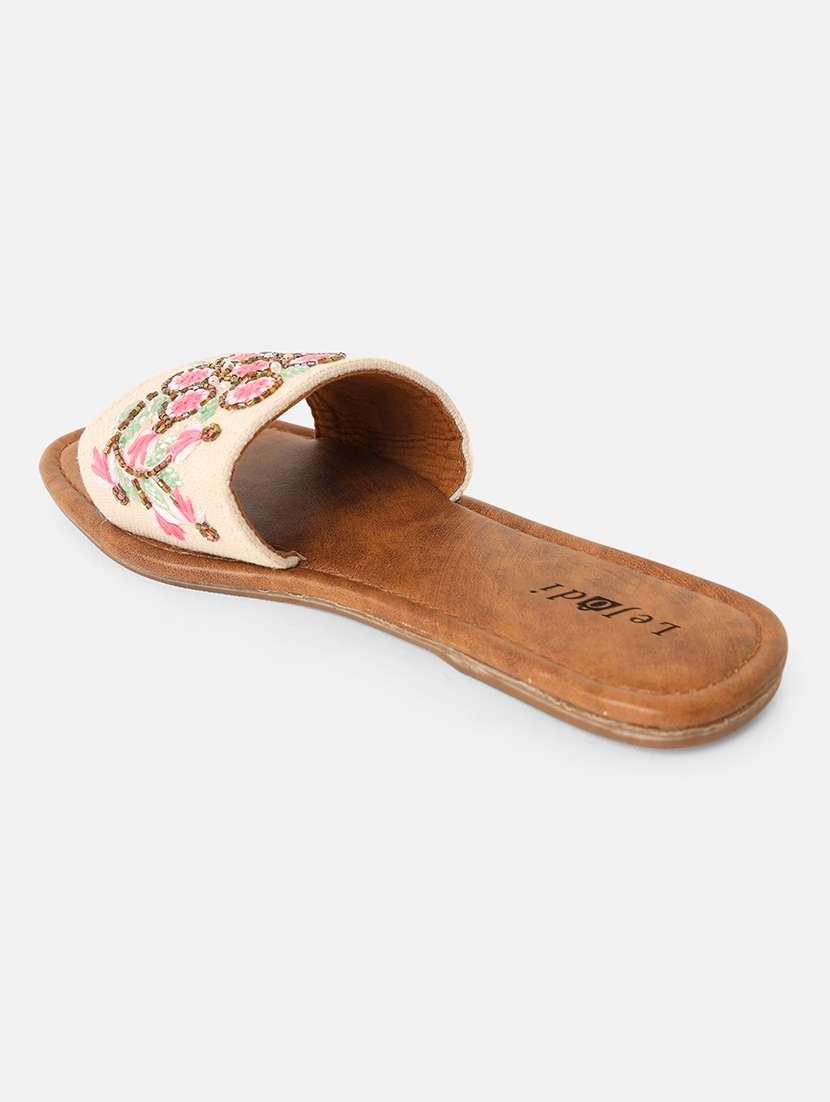 women embroidered slip on sandal - 22142186 - Standard Image - 2