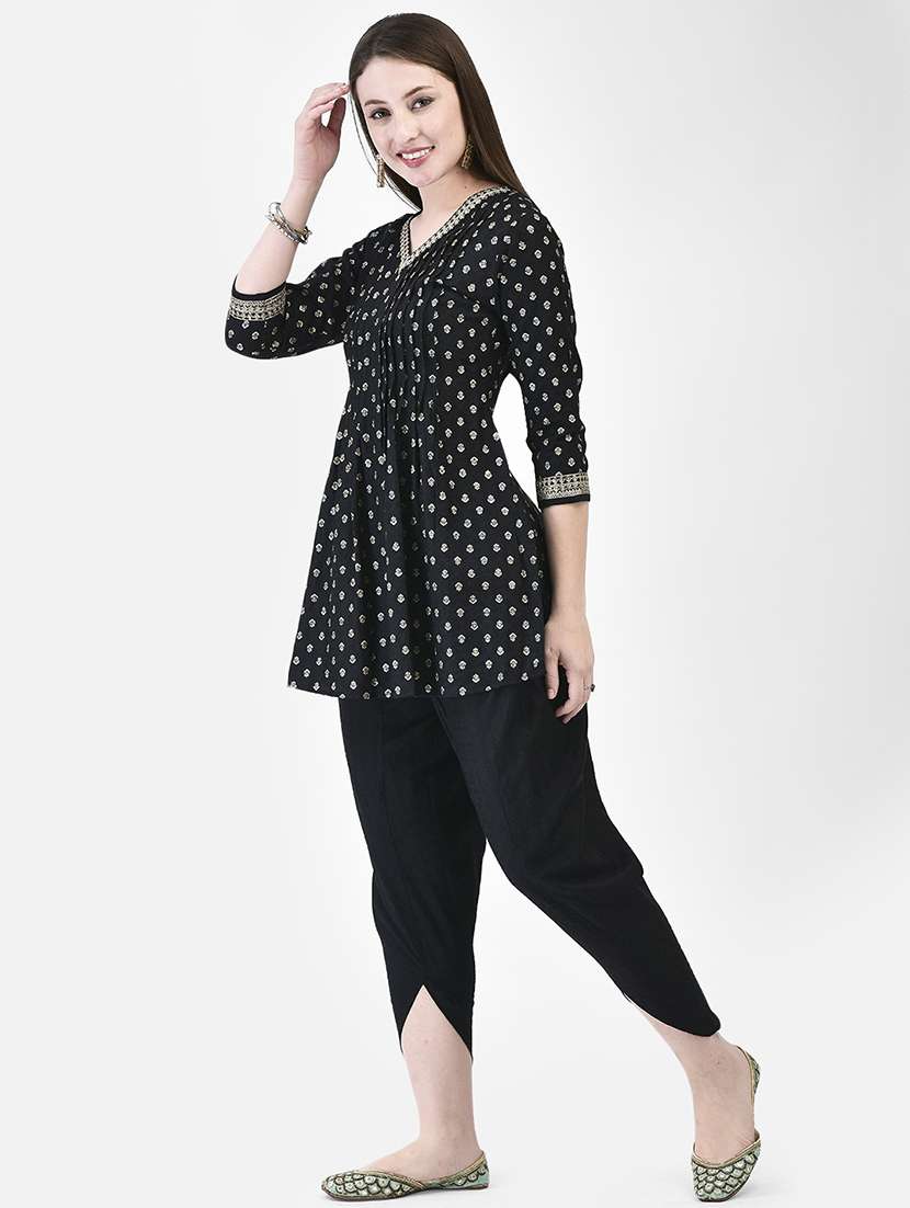 women printed three quarter sleeve a-line kurti - 22142206 -  Standard Image - 2