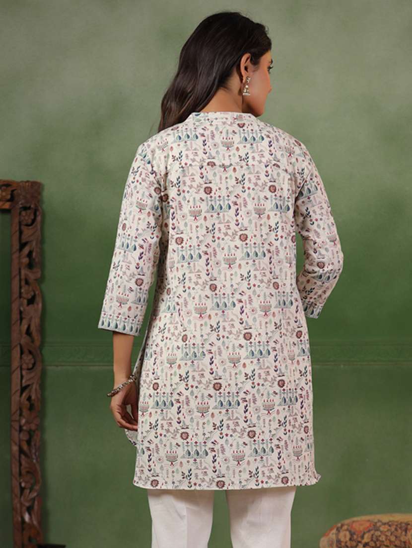 women printed three quarter sleeve straight kurti - 22142220 -  Standard Image - 2