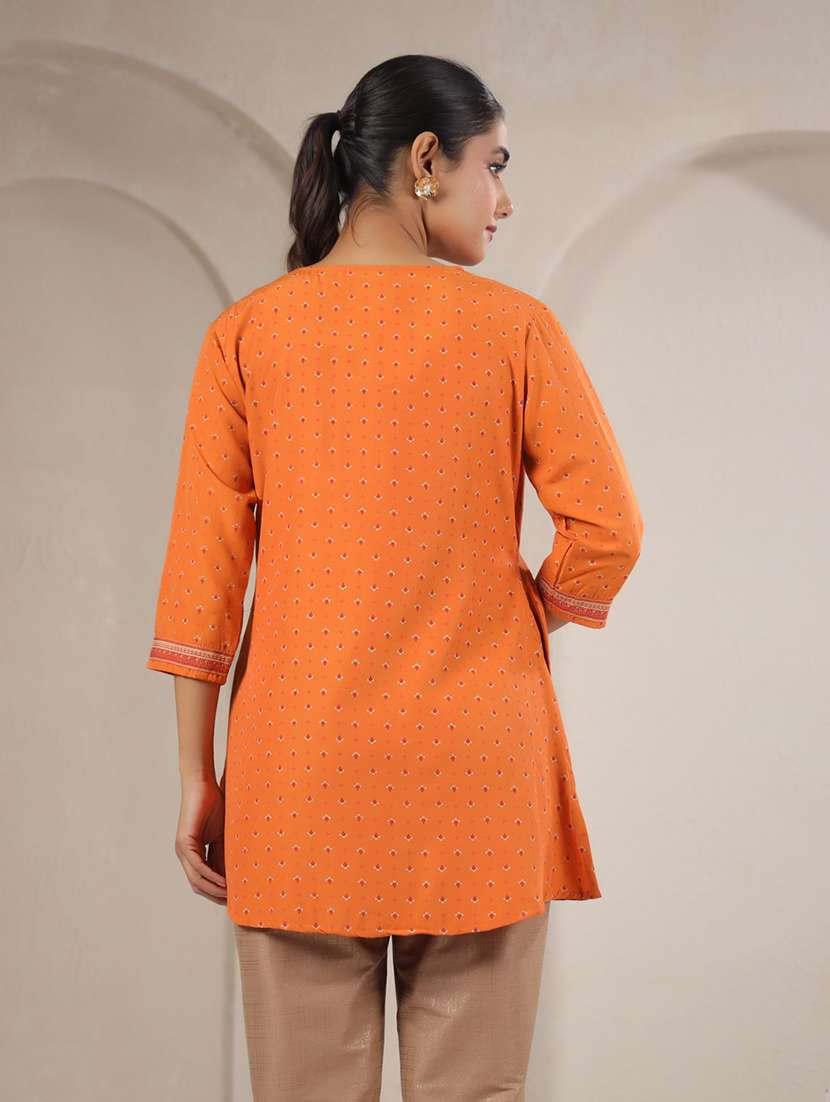 women printed three quarter sleeve a-line kurti - 22142229 -  Standard Image - 2