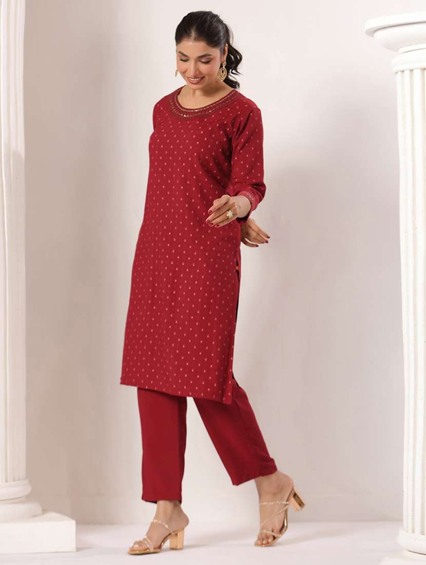 women printed three quarter sleeve straight kurta - 22142238 -  Standard Image - 2