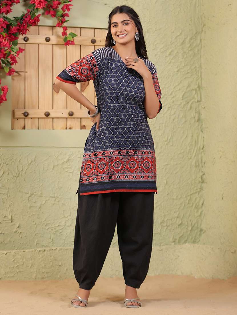 women printed short sleeve straight kurti - 22142241 -  Standard Image - 2