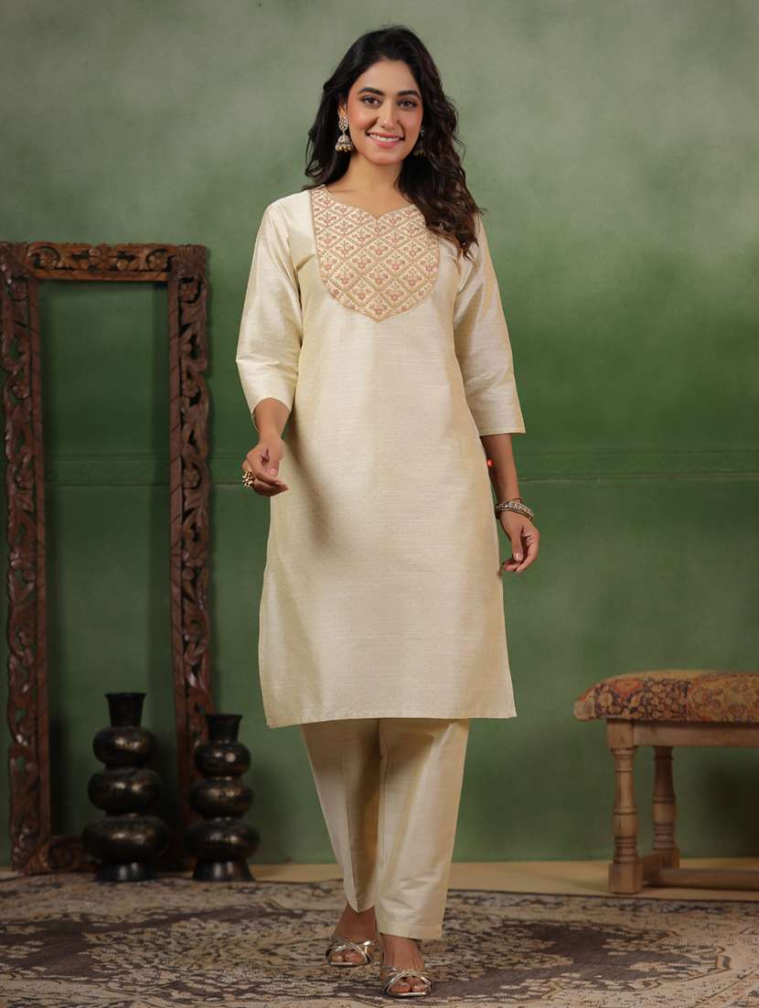 women self design three quarter sleeve kurta pant with dupatta set - 22142245 -  Standard Image - 2