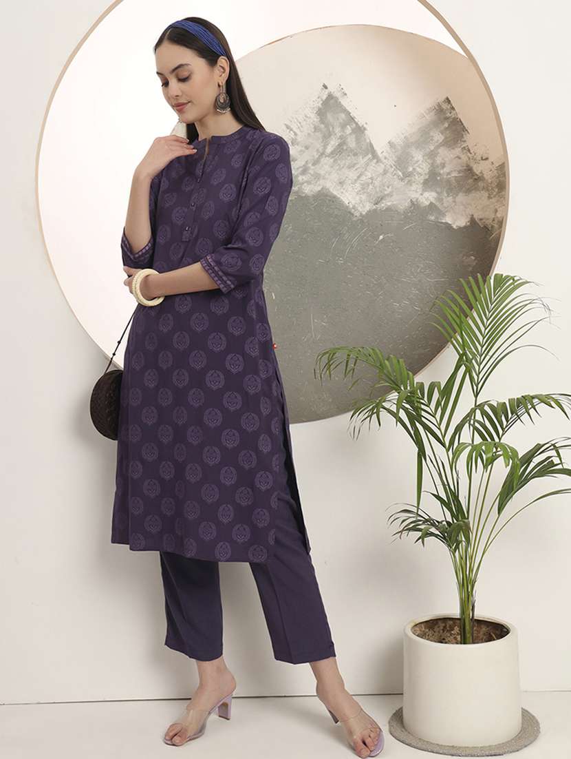 women printed three quarter sleeve straight kurta - 22142248 -  Standard Image - 2