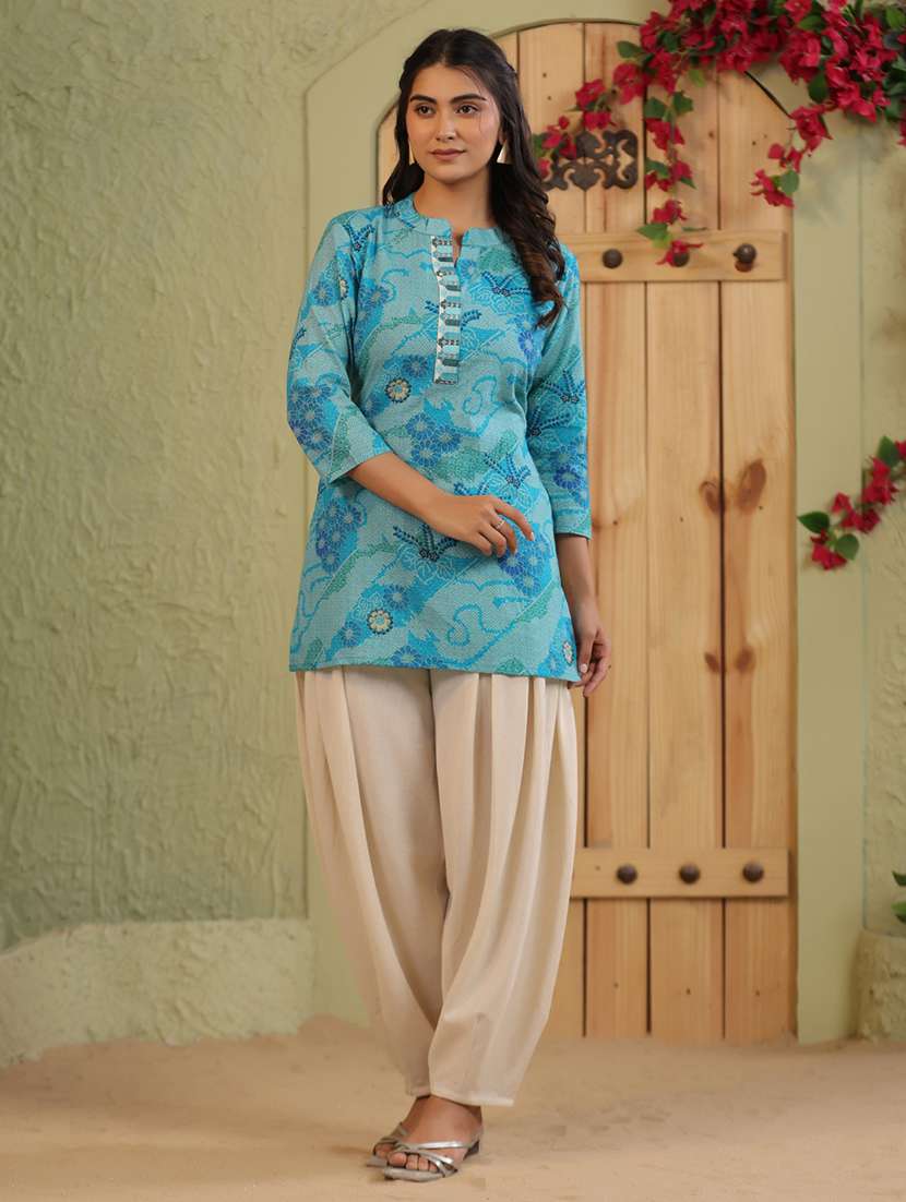 women printed three quarter sleeve straight kurti - 22142254 -  Standard Image - 2