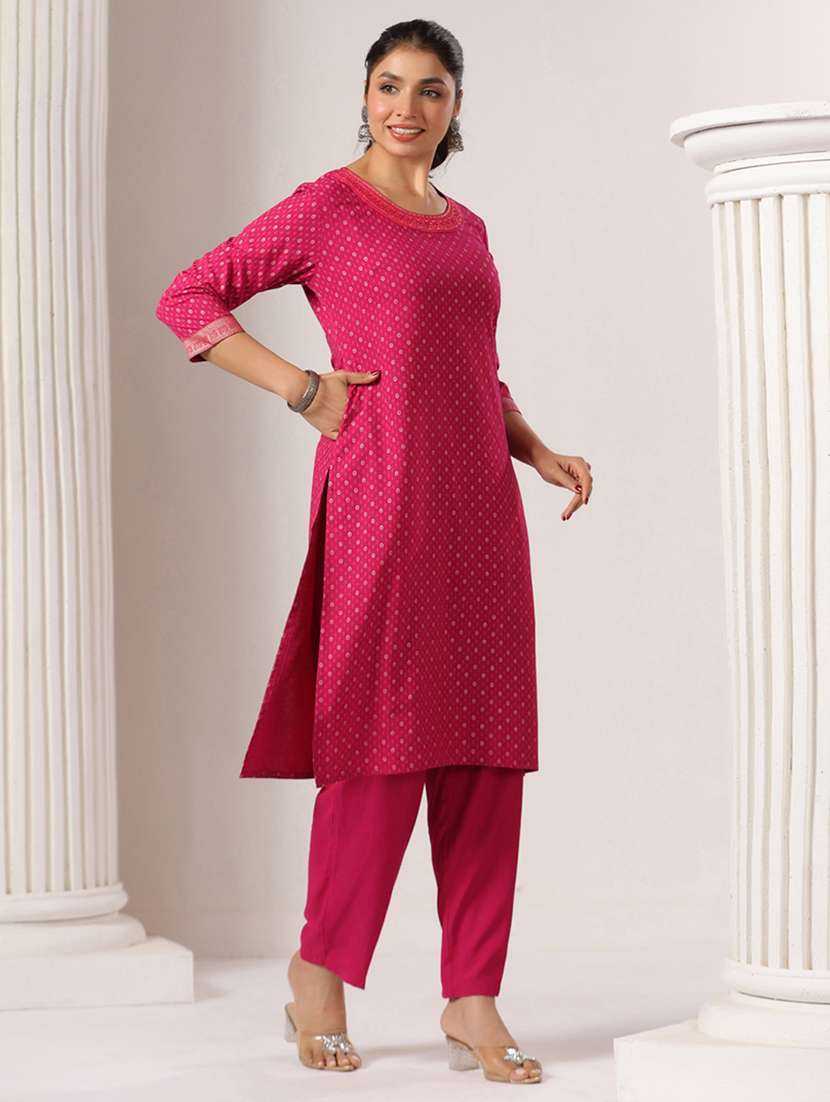 women printed three quarter sleeve straight kurta - 22142255 -  Standard Image - 2
