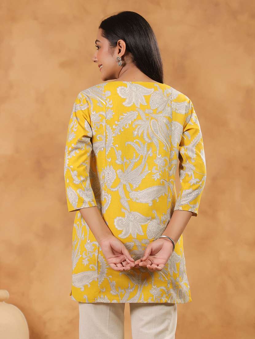 women printed three quarter sleeve straight kurti - 22142258 -  Standard Image - 2