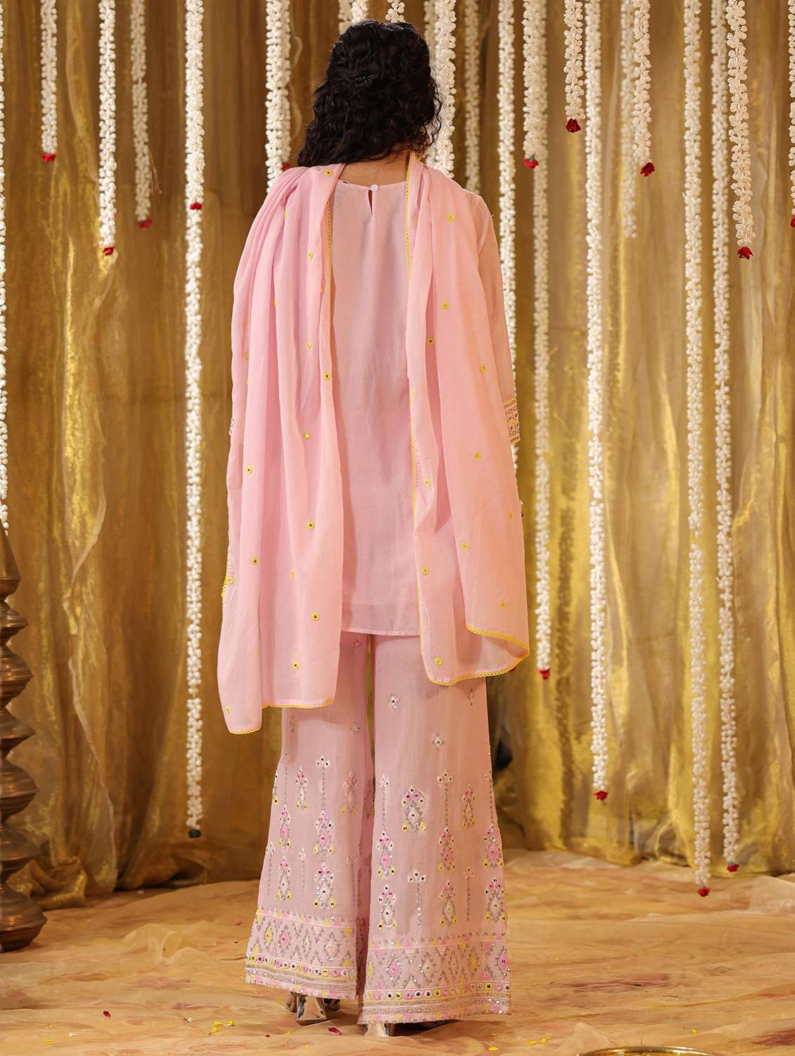 women embroidered three quarter sleeve kurta palazzo with dupatta set - 22142274 -  Standard Image - 2