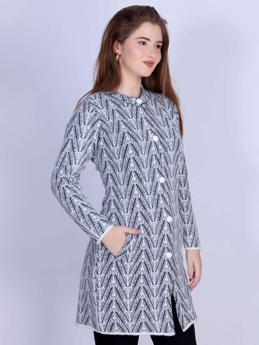 women self designed long sleeve cardigan - 22142365 -  Standard Image - 2