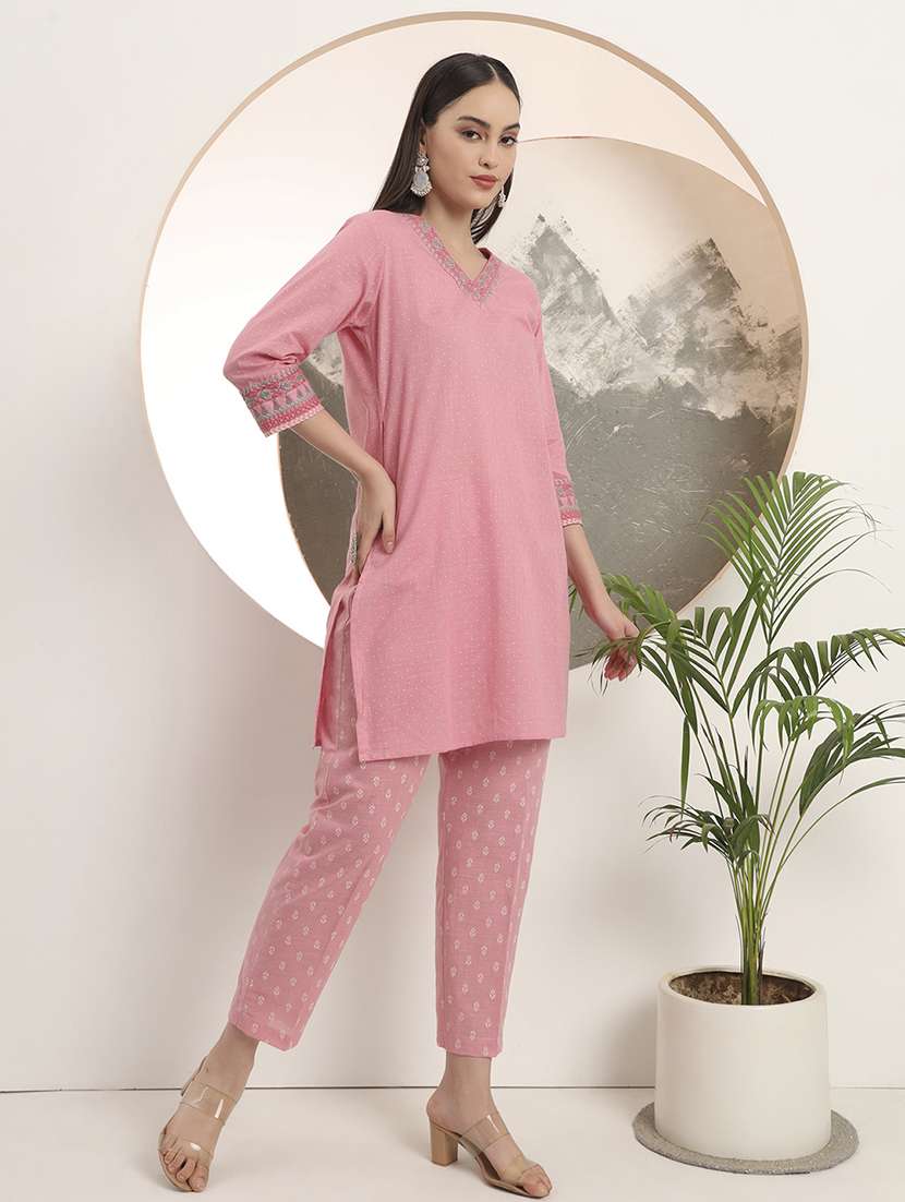 women floral printed three quarter sleeve kurta pant set - 22142380 -  Standard Image - 2