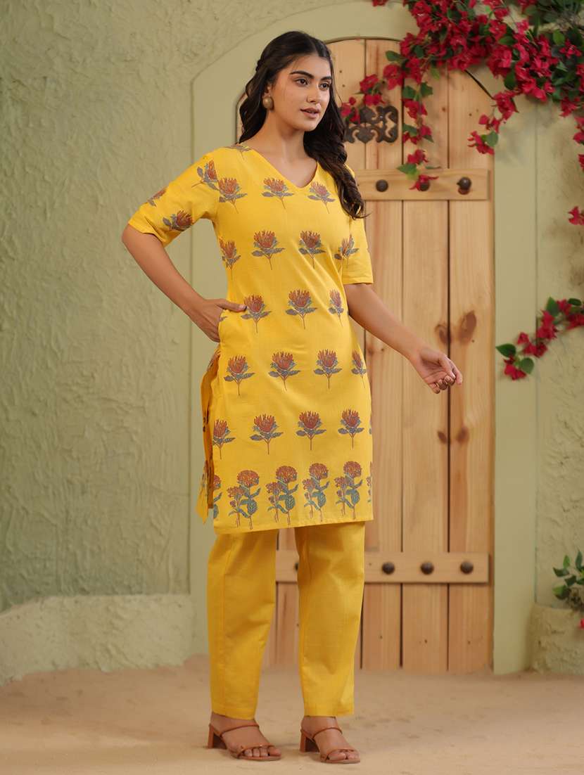 women floral printed short sleeve kurta pant set - 22142382 -  Standard Image - 2