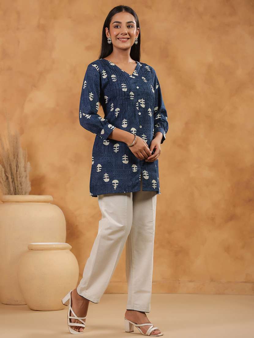 women printed three quarter sleeve ethnic co-ord set - 22142386 - Standard Image - 2