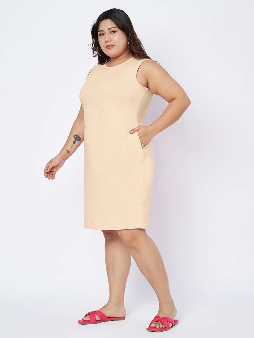 women plus size solid sleeveless sheath dress - 22142402 -  Standard Image - 2