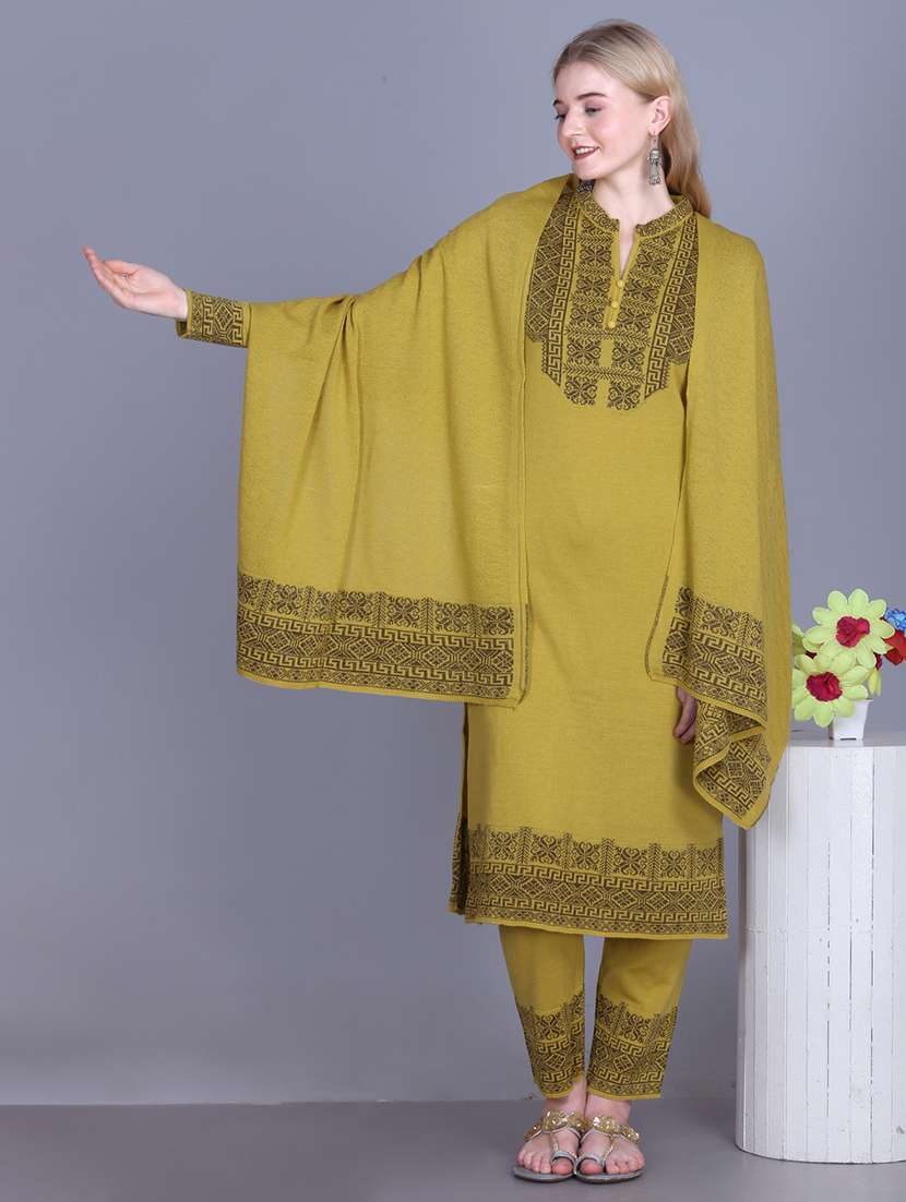 women self design long sleeve kurta pant with dupatta set - 22142409 - Standard Image - 2