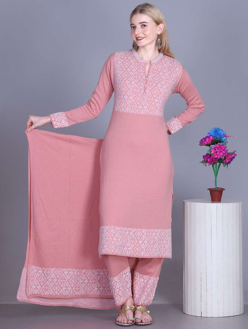women self design long sleeve kurta pant with dupatta set - 22142411 - Standard Image - 2