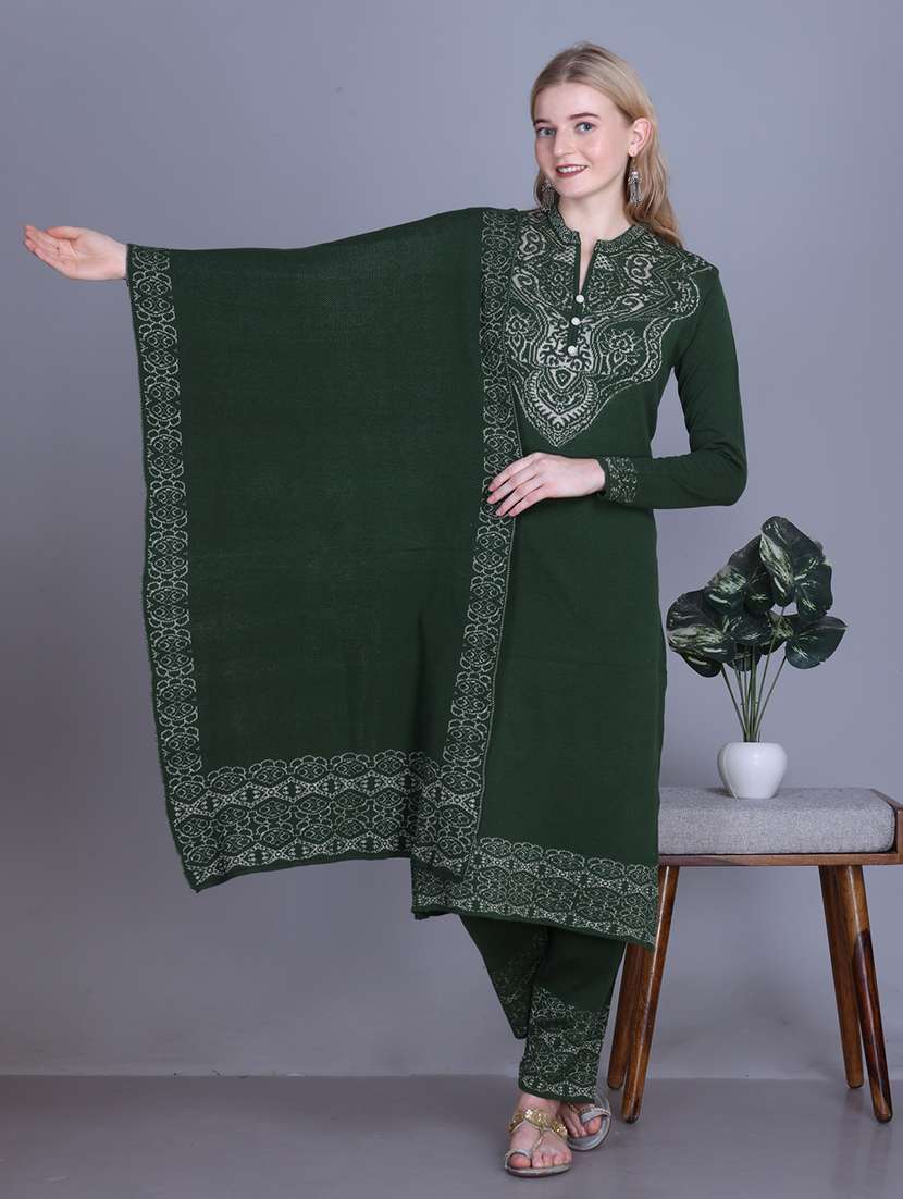 women self design long sleeve kurta pant with dupatta set - 22142412 - Standard Image - 2