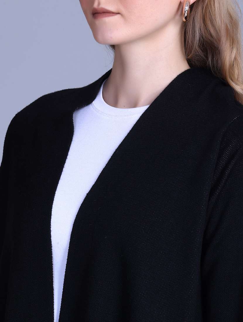 Women Self Designed Long Sleeve Asymmetric Shrug - 22142414 -  Standard Image - 7