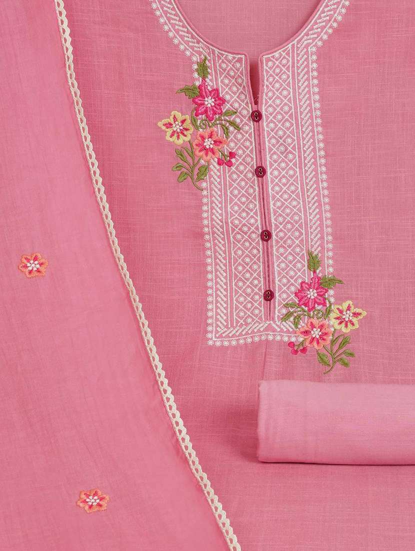 women solid with work unstitched suit set - 22142483 - Standard Image - 2