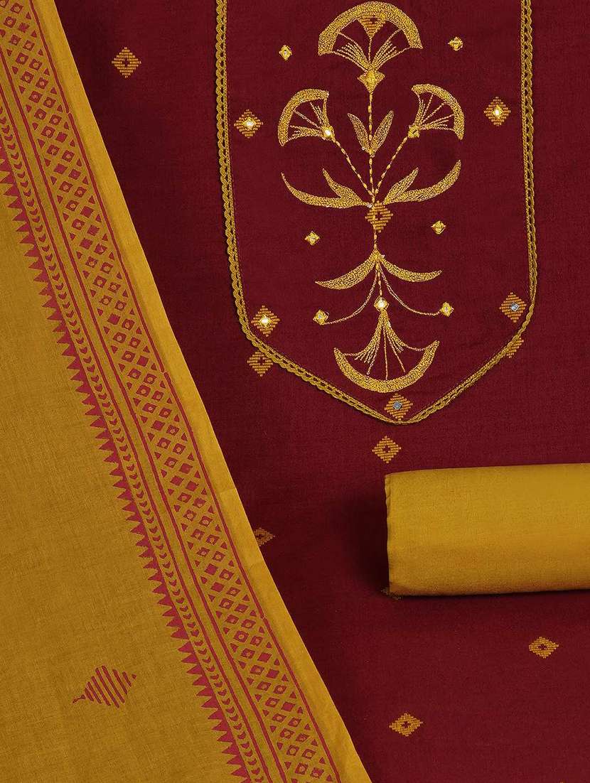 women self design embroidered unstitched suit set - 22142488 -  Standard Image - 2