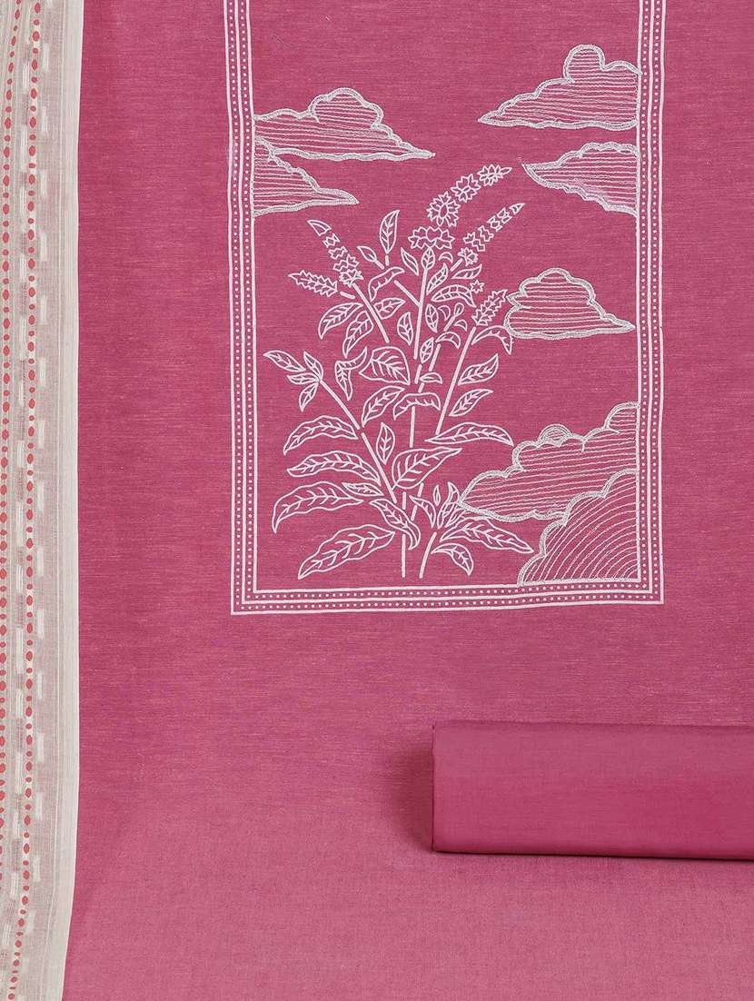 women solid with work embroidered unstitched suit set - 22142492 -  Standard Image - 2