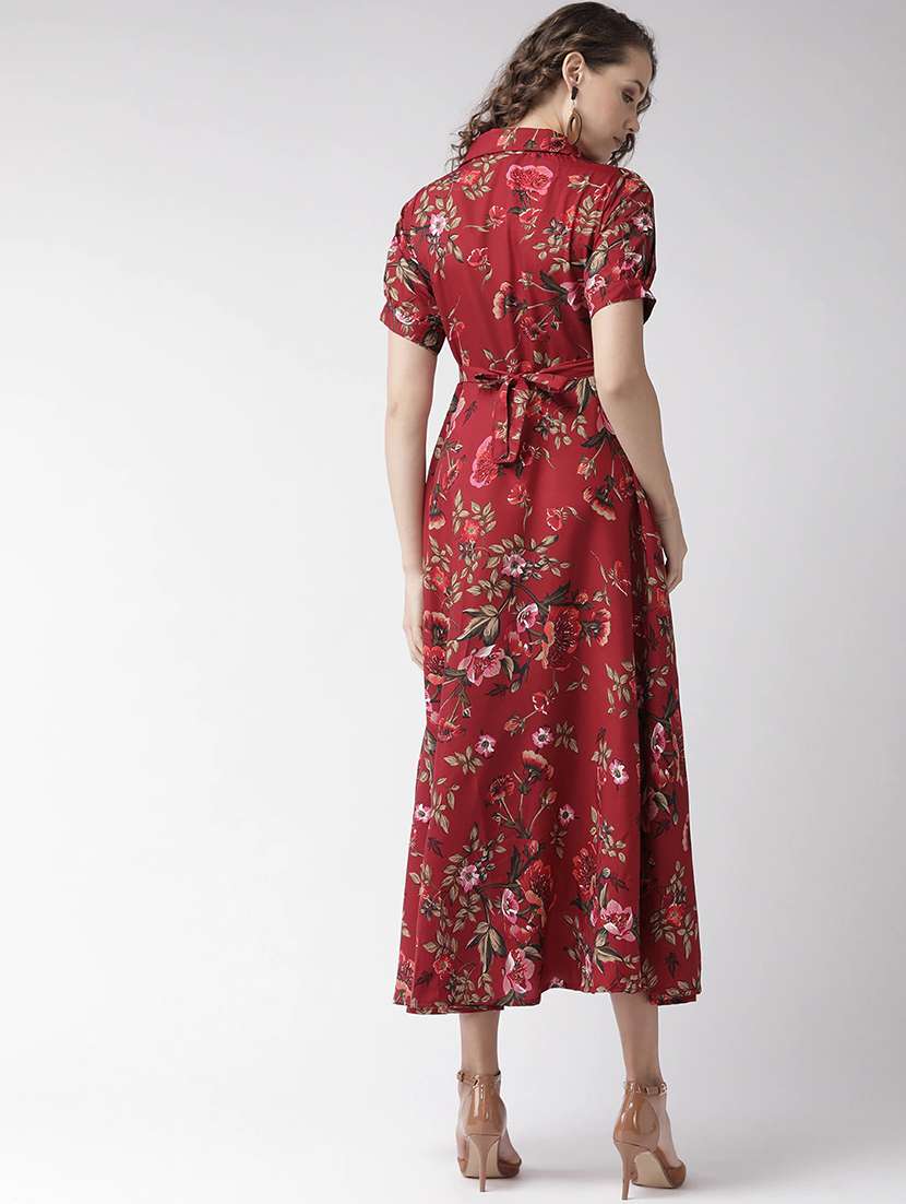 women floral print puff slevee fit & flare dress - 22142585 -  Standard Image - 2