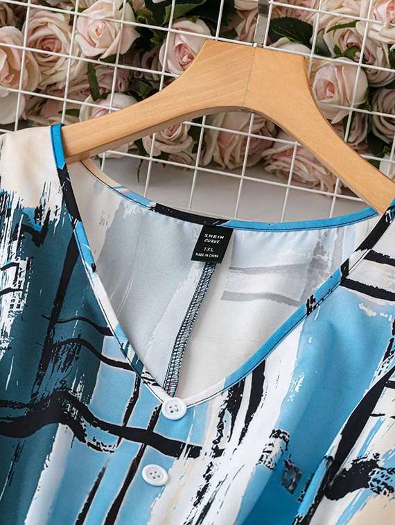 women printed short sleeve a-line dress - 22142588 -  Standard Image - 2