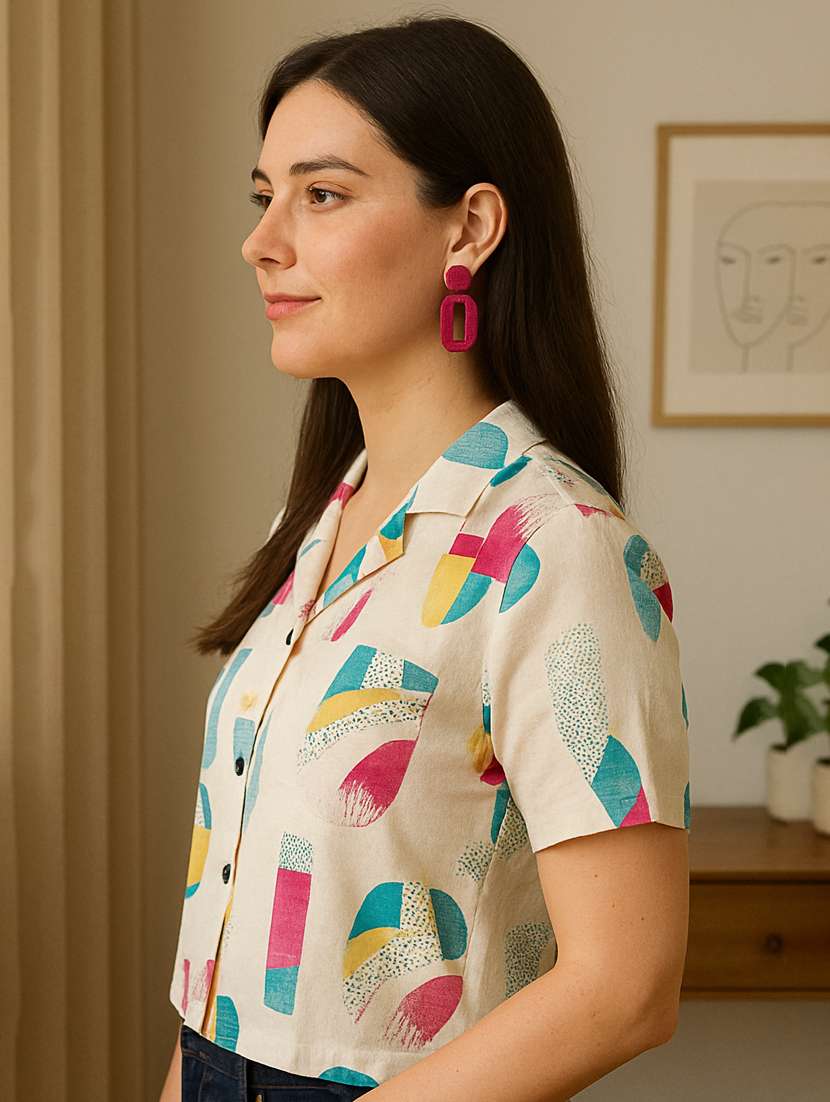 women printed collared short sleeve regular fit shirt - 22142591 -  Standard Image - 2