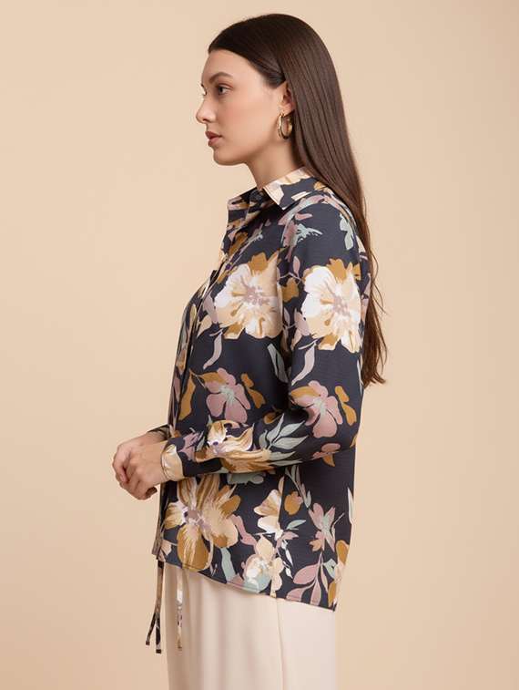 women printed collared long sleeve regular fit shirt - 22142594 -  Standard Image - 2