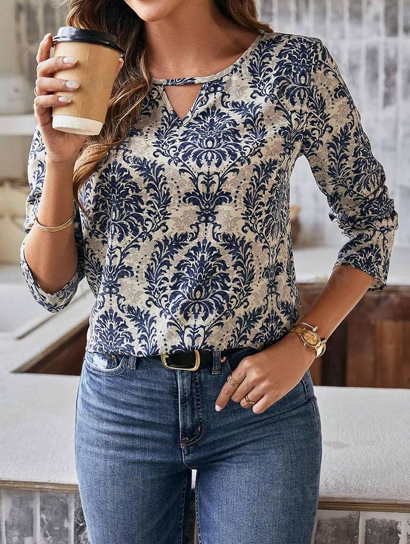 women printed long sleeve regular top - 22142603 -  Standard Image - 2