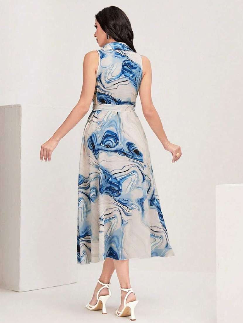women printed collared sleeveless shirt dress - 22142613 -  Standard Image - 2