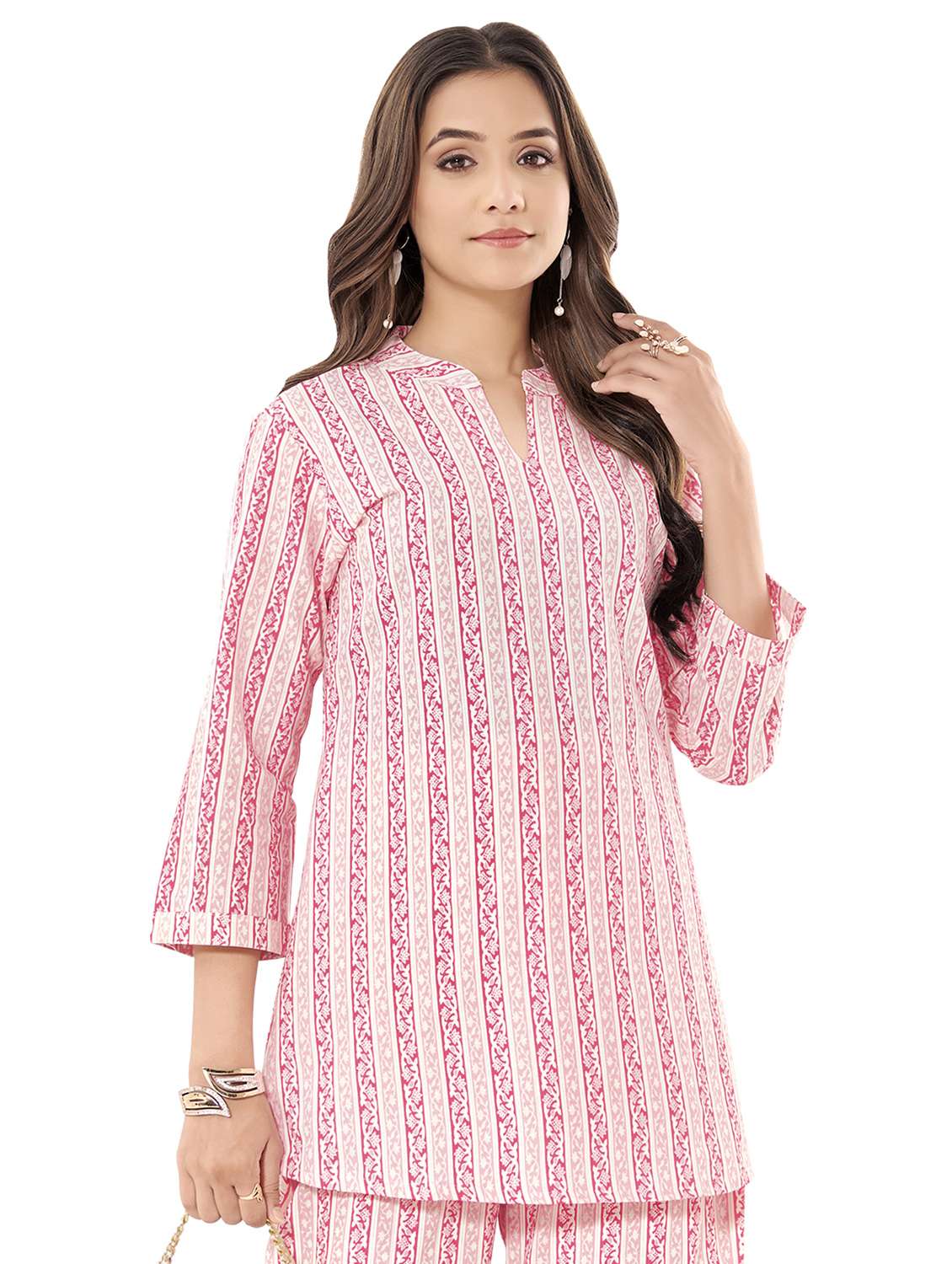 women printed three quarter sleeve ethnic co-ord set - 22142659 -  Standard Image - 2