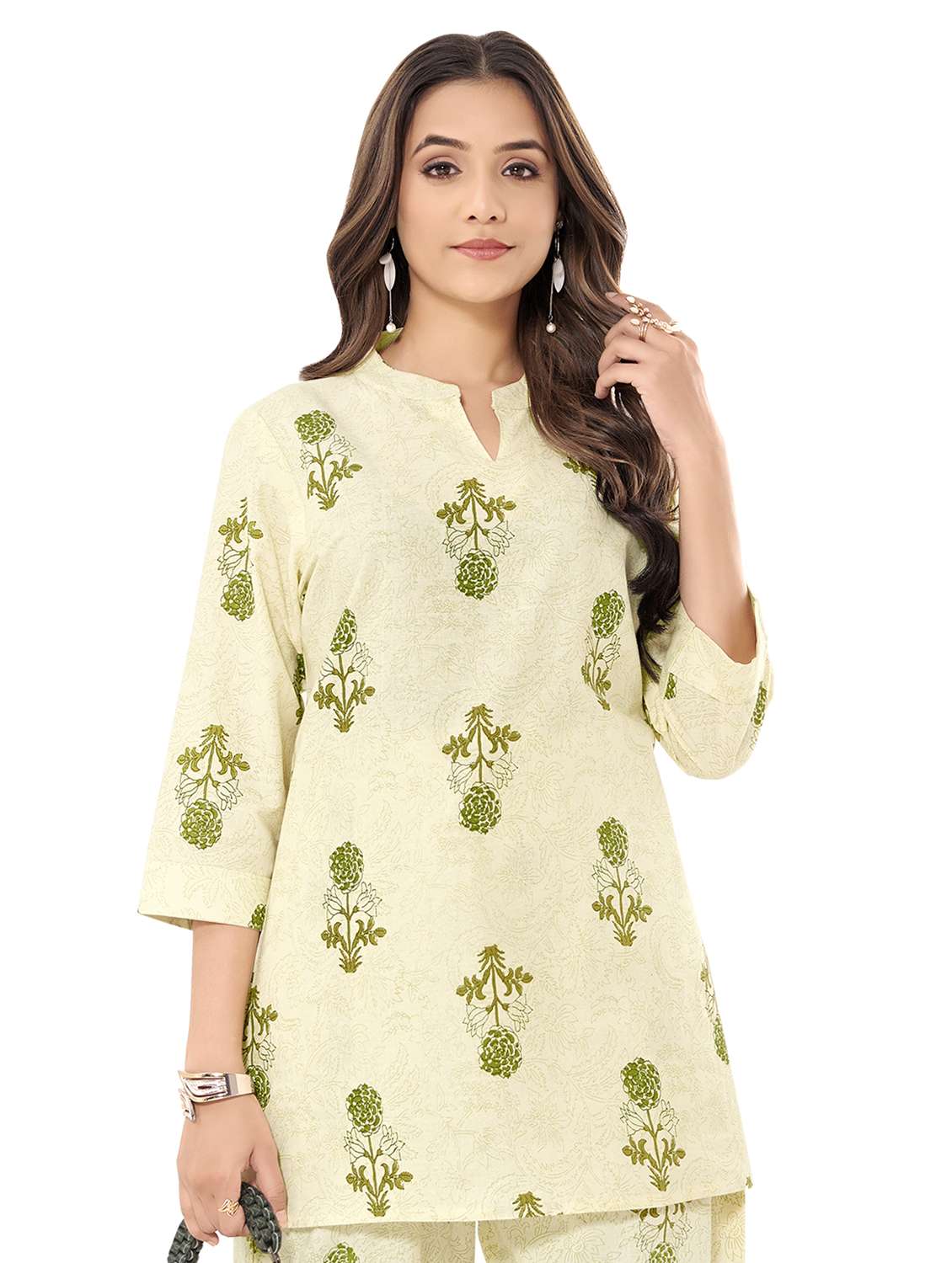 women floral three quarter sleeve ethnic co-ord set - 22142662 -  Standard Image - 2