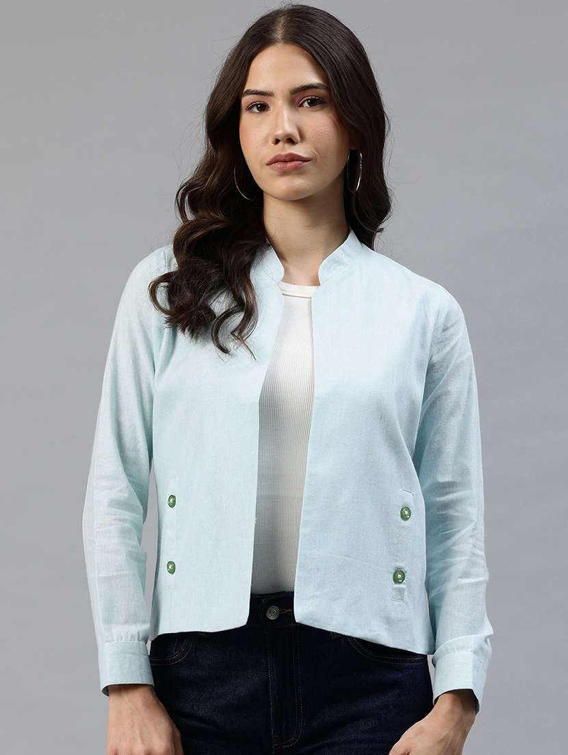 women solid long sleeve jacket