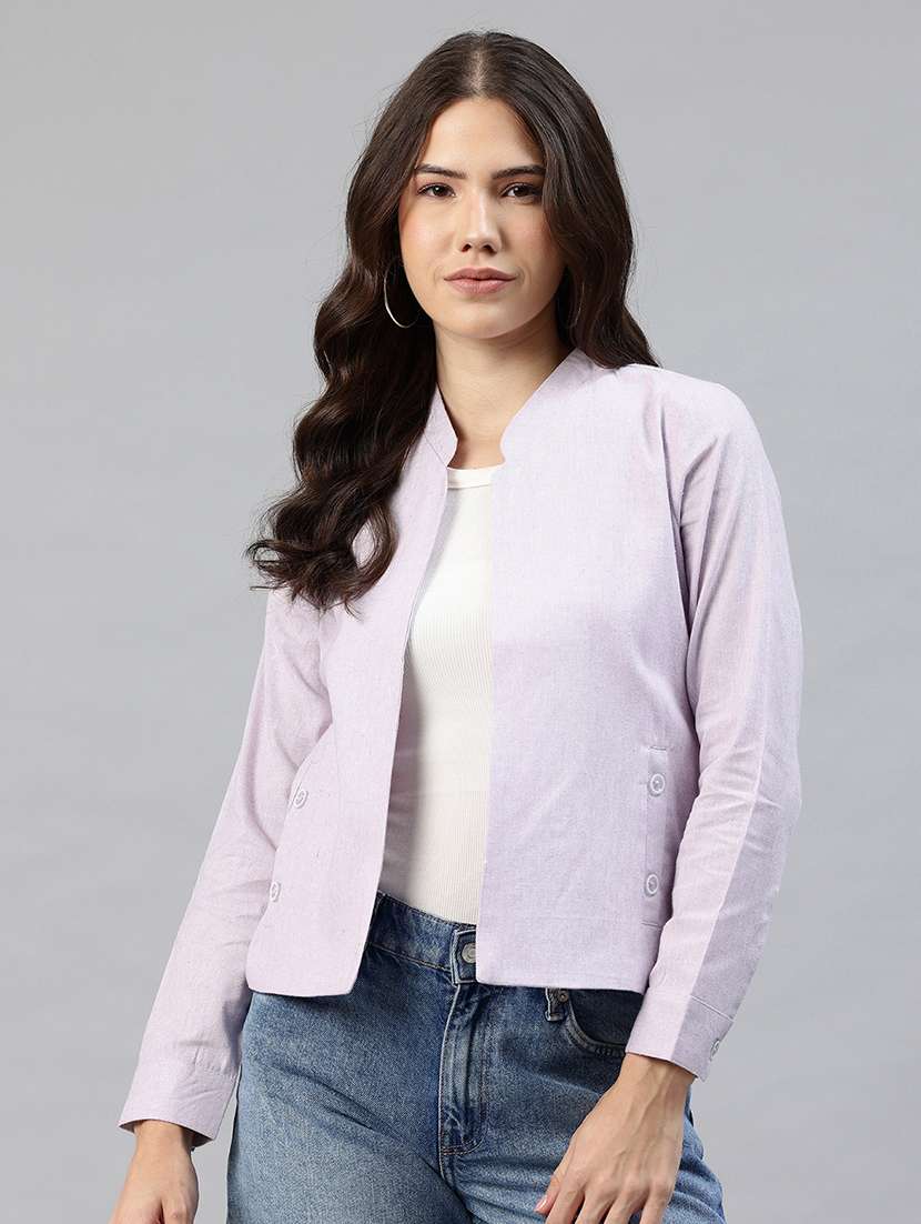 women solid long sleeve jacket