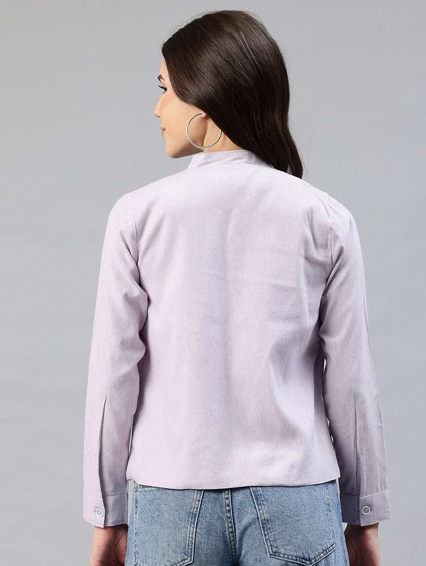 women solid long sleeve jacket - 22142670 - Standard Image - 2