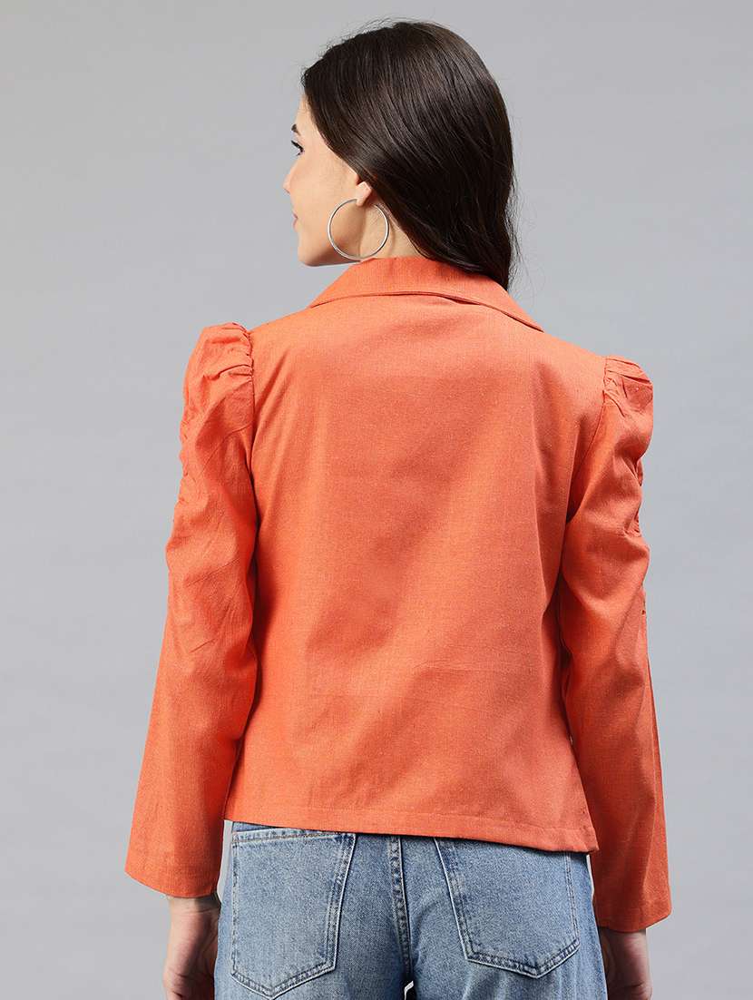 women solid puff sleeve jacket - 22142674 -  Standard Image - 2