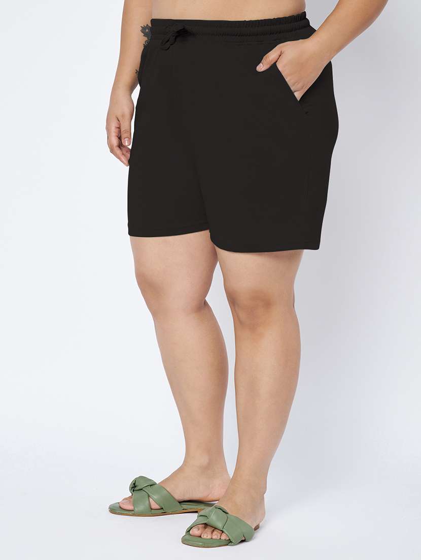 women plus size solid mid rise shorts - 22142675 - Standard Image - 2